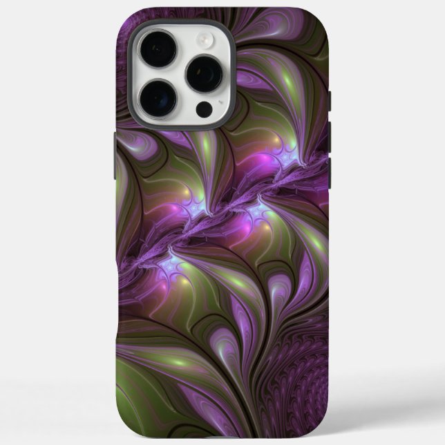 Abstraktes Violett Lila Khaki Fraktal iPhone 16 Pro Max Hülle (Rückseite)