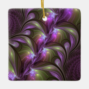 Abstraktes Violett Lila Khaki Fraktal Keramikornament