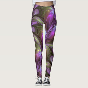 Abstraktes Violett Lila Khaki Fraktal Leggings