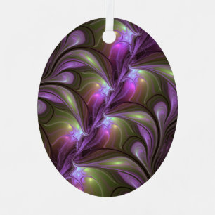 Abstraktes Violett Lila Khaki Fraktal Ornament Aus Metall
