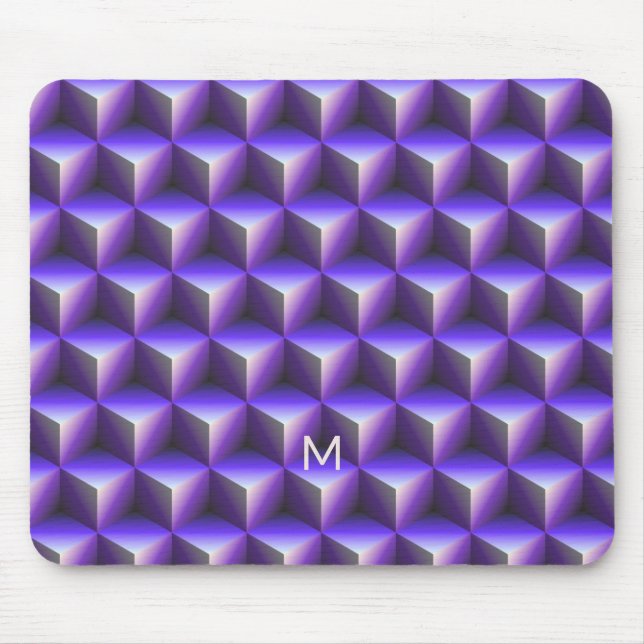 Abstraktes violettes Würfelblockmuster Mousepad (Vorne)
