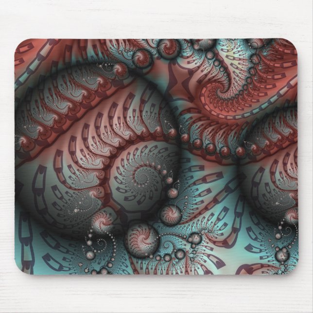 Abstraktes Vivio Fantasy Fraktal Art Brown Blue Mousepad (Vorne)