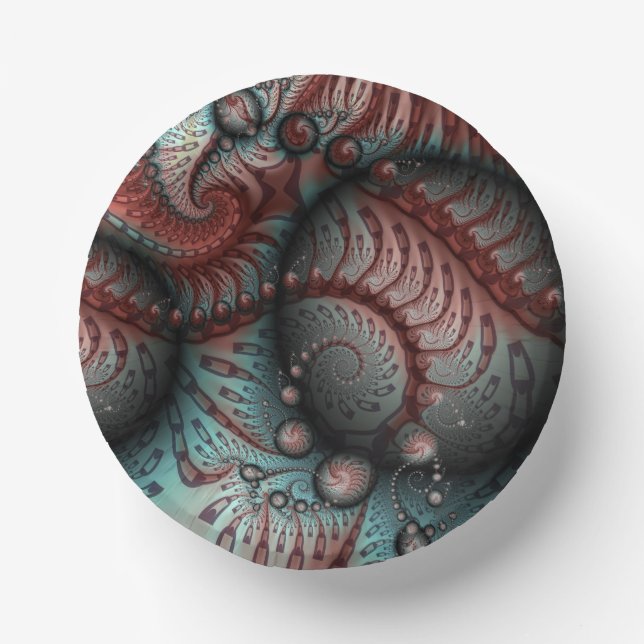 Abstraktes Vivio Fantasy Fraktal Art Brown Blue Pappteller (Vorderseite)