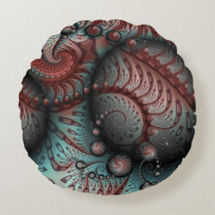 Abstraktes Vivio Fantasy Fraktal Art Brown Blue Rundes Kissen