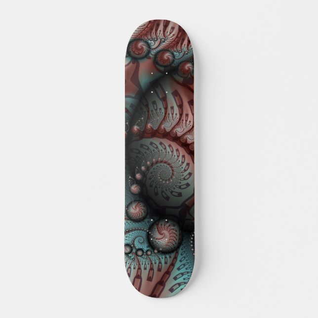 Abstraktes Vivio Fantasy Fraktal Art Brown Blue Skateboard (Vorne)