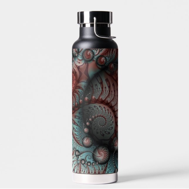 Abstraktes Vivio Fantasy Fraktal Art Brown Blue Trinkflasche (Links)
