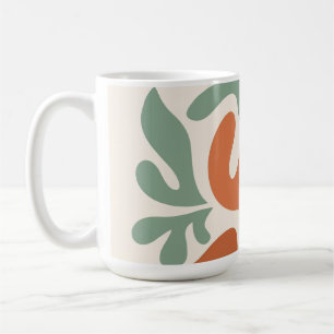 abstraktes Wandbild in Salbeigrün und Terrakotta Kaffeetasse