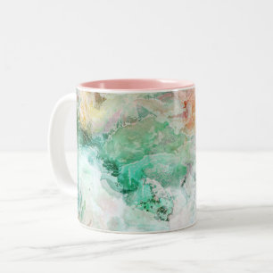 Abstraktes Wasserfarbe-Grunge-Muster Ozean Zweifarbige Tasse