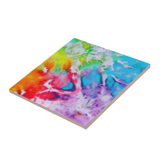Abstraktes Wasserfarben-Regenbogen Batik-Gefärbte  Fliese (Seite)