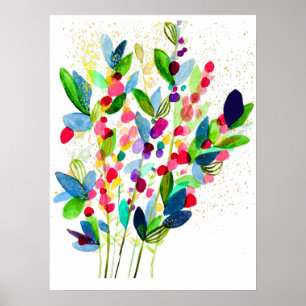 Abstraktes, wasserfarbenes Blumenposter Poster