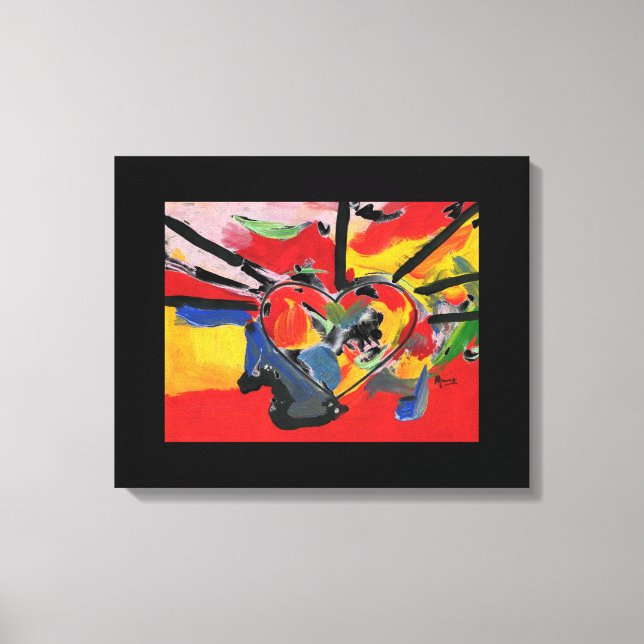 abstraktes Wasserfarbenherz Leinwanddruck (Vorderseite)