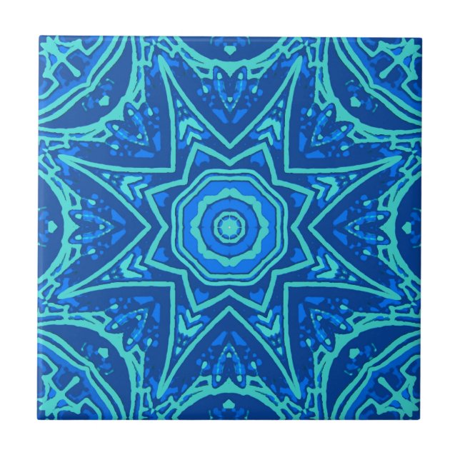 Abstraktes Wasserfarbmuster - Denim Blue Fliese (Vorderseite)