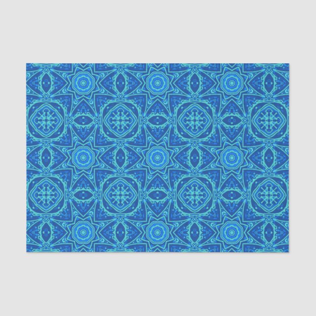 Abstraktes Wasserfarbmuster - Denim Blue Seidenpapier (Vorderseite)