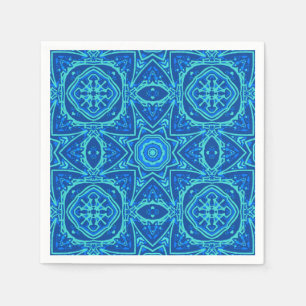 Abstraktes Wasserfarbmuster - Denim Blue Serviette