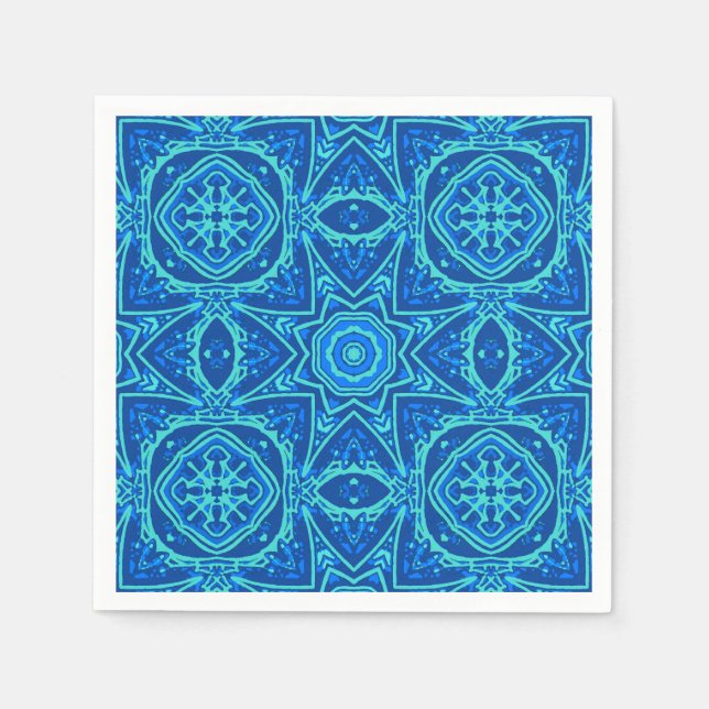 Abstraktes Wasserfarbmuster - Denim Blue Serviette (Vorderseite)
