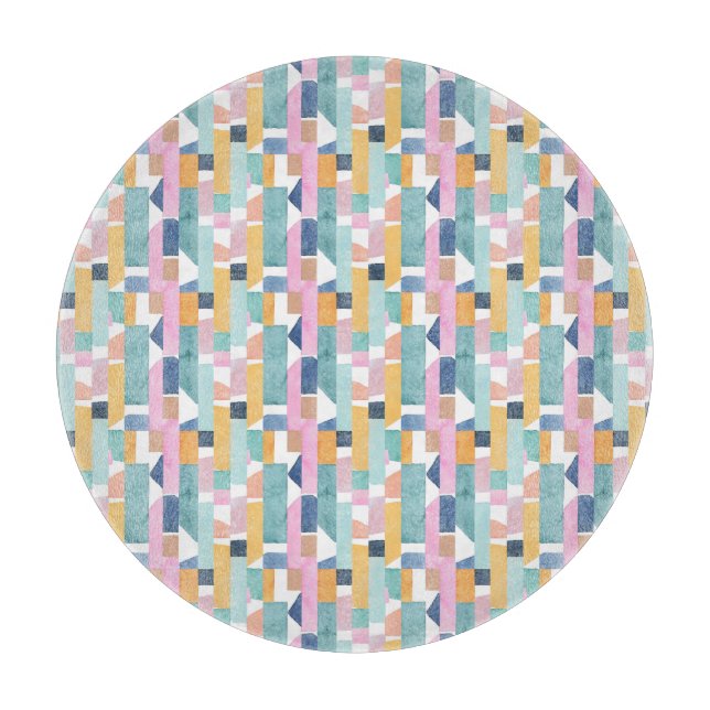 Abstraktes Watercolor-Form-Muster Schneidebrett (Vorderseite)