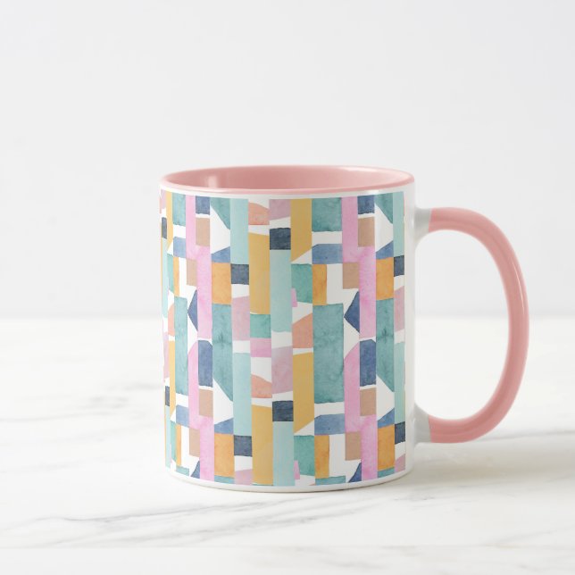 Abstraktes Watercolor-Form-Muster Tasse (Rechts)