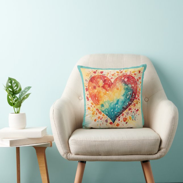 Abstraktes Watercolor Herzdesign Kissen (Stuhl )