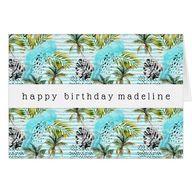 Abstraktes Watercolor-Palme-Muster (Vorderseite (Horizontal))