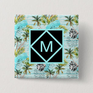 Abstraktes Watercolor-Palme-Muster Button