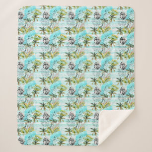 Abstraktes Watercolor-Palme-Muster Sherpadecke
