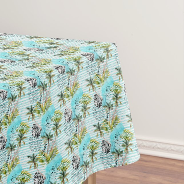 Abstraktes Watercolor-Palme-Muster Tischdecke (Beispiel)