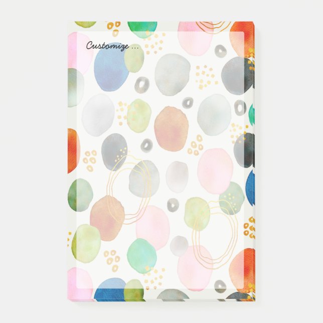 Abstraktes Watercolor Pebble Gold Glitzer Art Post-it Klebezettel (Vorderseite)