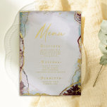 Abstraktes Watercolor Wine Wedding Menu Real Gold Folieneinladung<br><div class="desc">Elegante Abstrakte ätherische Watercolor Wine & aqua Wedding Menüs mit Auswahl von realer Folie in Rose Gold, Silber oder Gelb. Diese moderne Hochzeitseinladung ist schön handbemalt mit reichen Farben, die perfekt für den Herbst sind. Die Farbpalette der dunklen Aquamarinen Hochzeitsfarben wird angezeigt. Mit echter Metallic-Folie bedruckte Details und einem großartigen...</div>