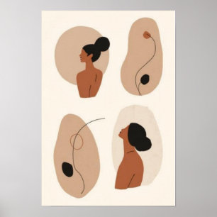 Abstraktes weibliches Portrait-Set   Moderne Fraue Poster