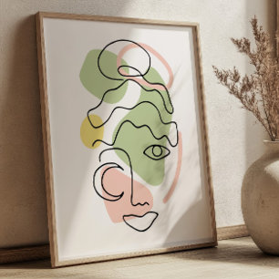 Abstraktes weibliches Porträt Linienkunst BOHO Chi Poster