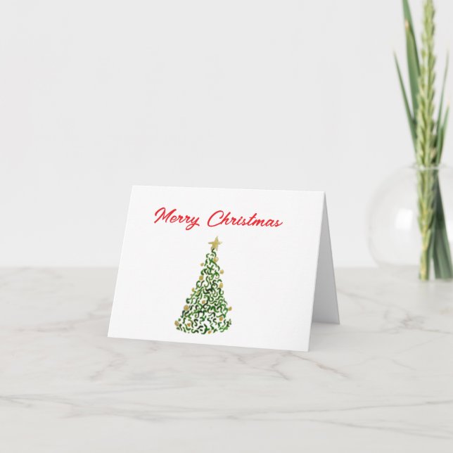 Abstraktes Weihnachtsbaumdesign mit Goldakzenten Dankeskarte (Vorderseite)