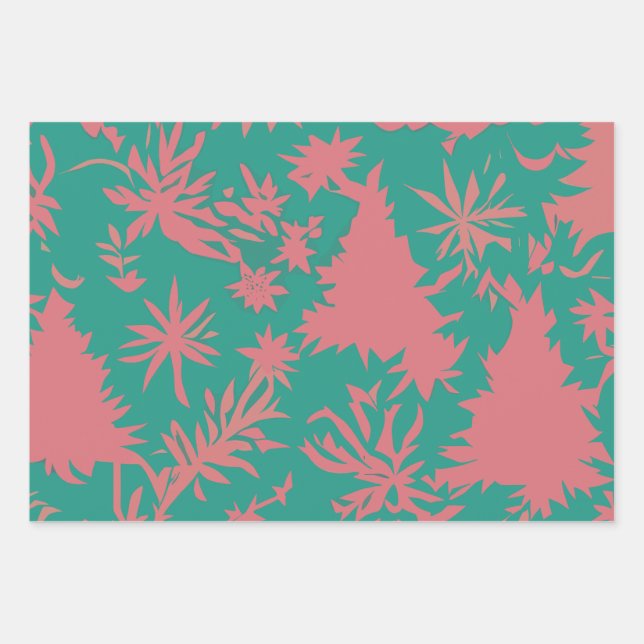 Abstraktes Weihnachtsbaumpapier Geschenkpapier Set (Vorderseite)