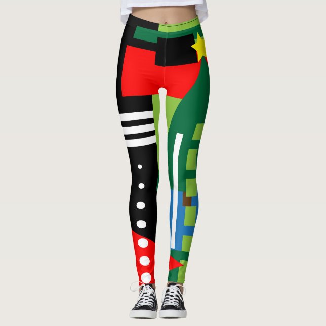 Abstraktes Weihnachtsdesign Leggings (Vorderseite)