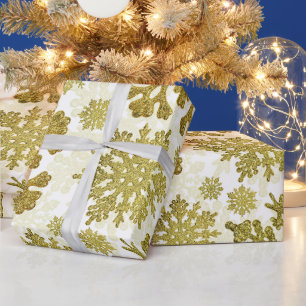 Abstraktes Weihnachtsfest Goldenes Schneeflocken Geschenkpapier