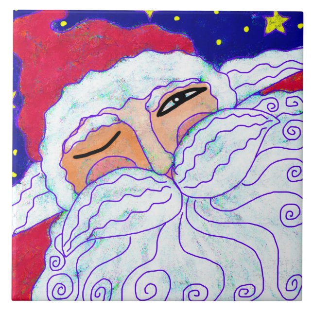 Abstraktes Weihnachtsmann-Gemälde Fliese (Vorderseite)