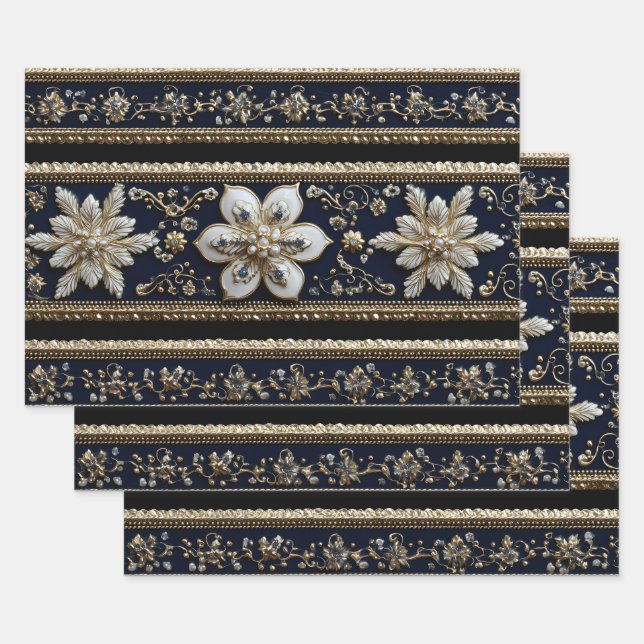 Abstraktes Weihnachtsmuster Geschenkpapier Set (Set)