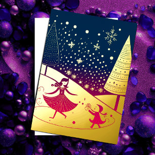 Abstraktes Weihnachtsthema Illustration Gold Pink Folien Feiertagskarte