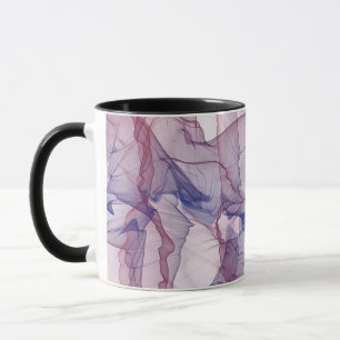 Abstraktes Weiß Rot Blau und Lila Aquarell Tasse