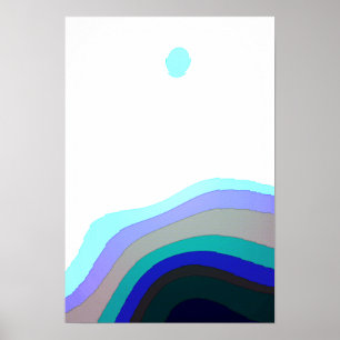 Abstraktes Weiß und Blau Art 920 Poster