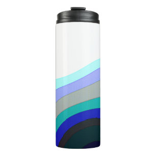 Abstraktes Weiß und Blau Art 920 Thermosbecher
