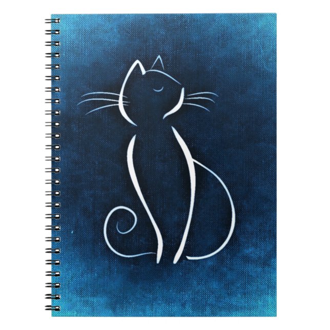 Abstraktes weißes Katzen-Notizbuch Notizblock (Vorderseite)