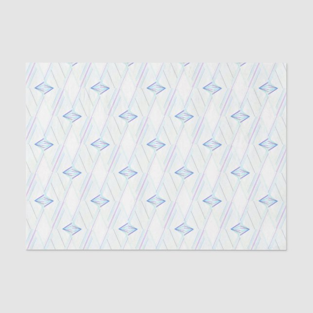 Abstraktes, weißes und blaues Diamant-Muster Seidenpapier (Vorderseite)