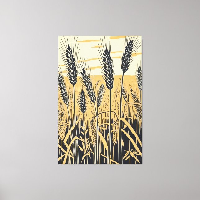 Abstraktes Weizenfeld: Farbenfrohe Natur Kunst Leinwanddruck (Vorderseite)
