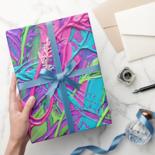 Abstraktes Weizenfeld Neon-Vibrations-Geschenkpapi Geschenkpapier
