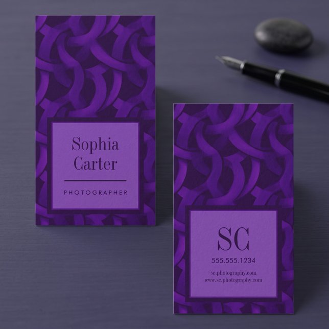 Abstraktes Wellen-Monogramm-Design Visitenkarte (Simulated business cards on table)