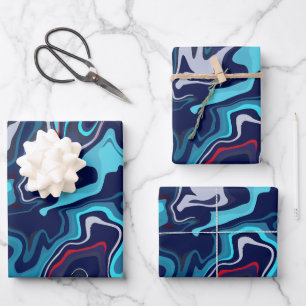 Abstraktes Wellendesign Geschenkpapier Set