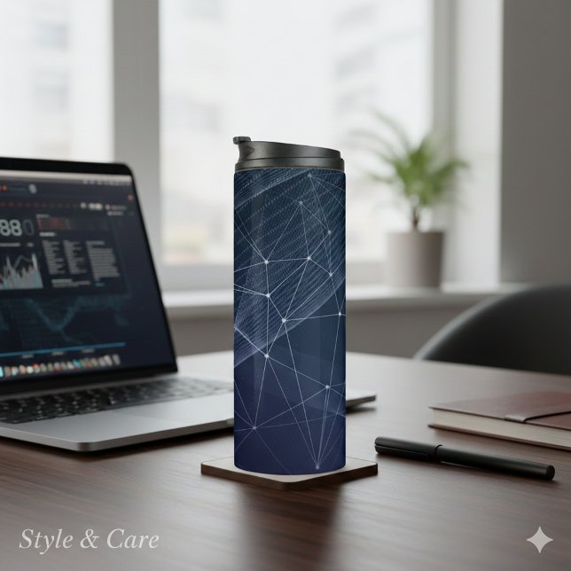 Abstraktes Wellenmuster Thermosbecher (Abstract Wave & Geometry Pattern Thermal Tumbler)