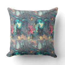 Abstraktes whimsistisches Kunstdesign Kissen