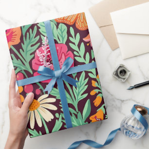 Abstraktes Wildblumen-Schmetterling-Wrap-Papier Geschenkpapier