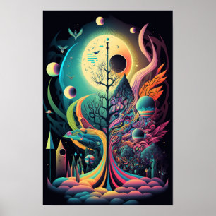 Abstraktes Wirbel-Poster Retro psychedelisch 6 Poster